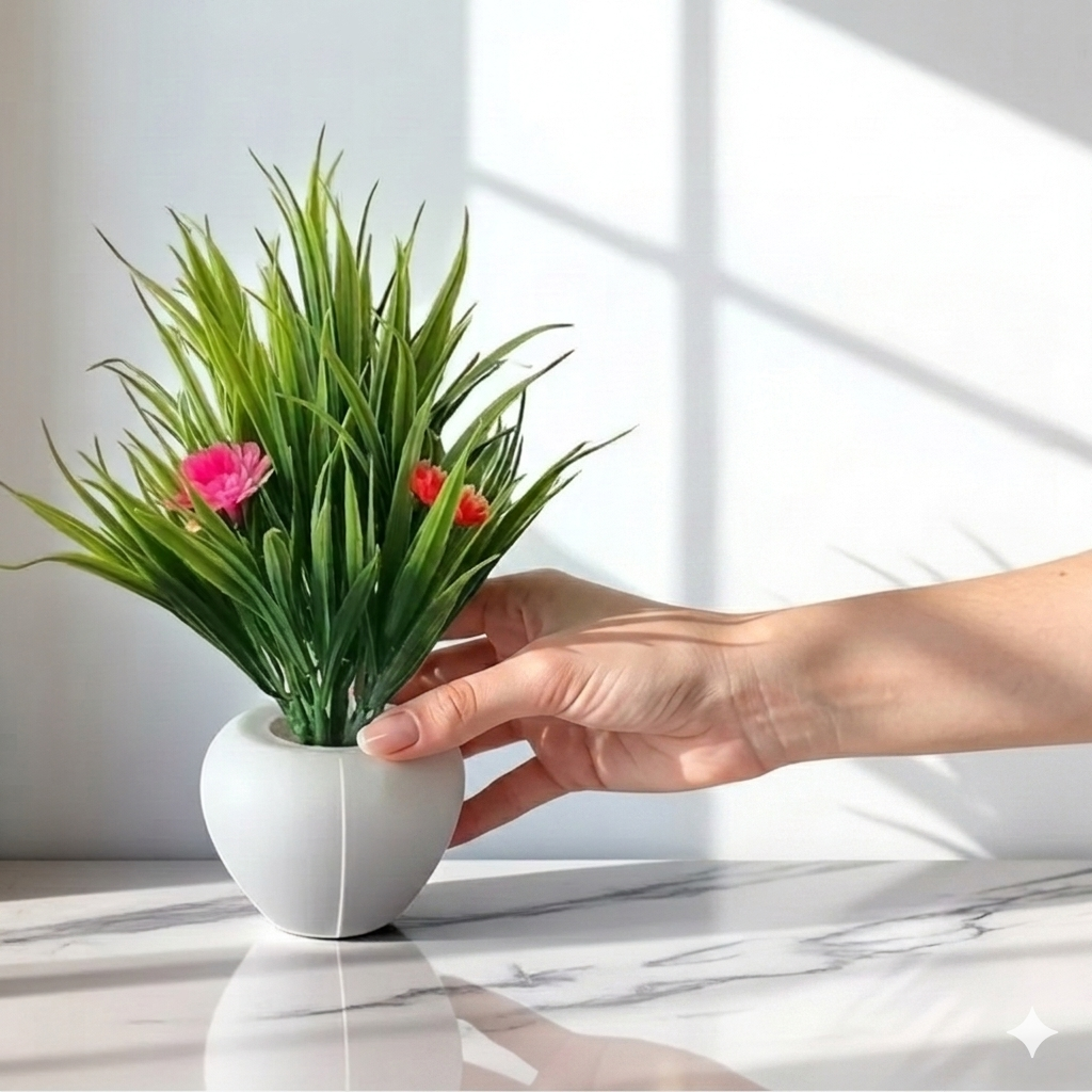 Premium Artificial Bonsai Plant with Elegant White Pot - Lifelike Greenery for Home & Office Decor
