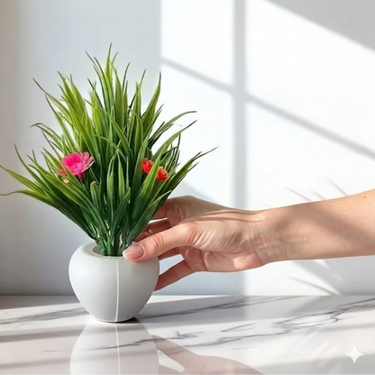 Premium Artificial Bonsai Plant with Elegant White Pot - Lifelike Greenery for Home & Office Decor