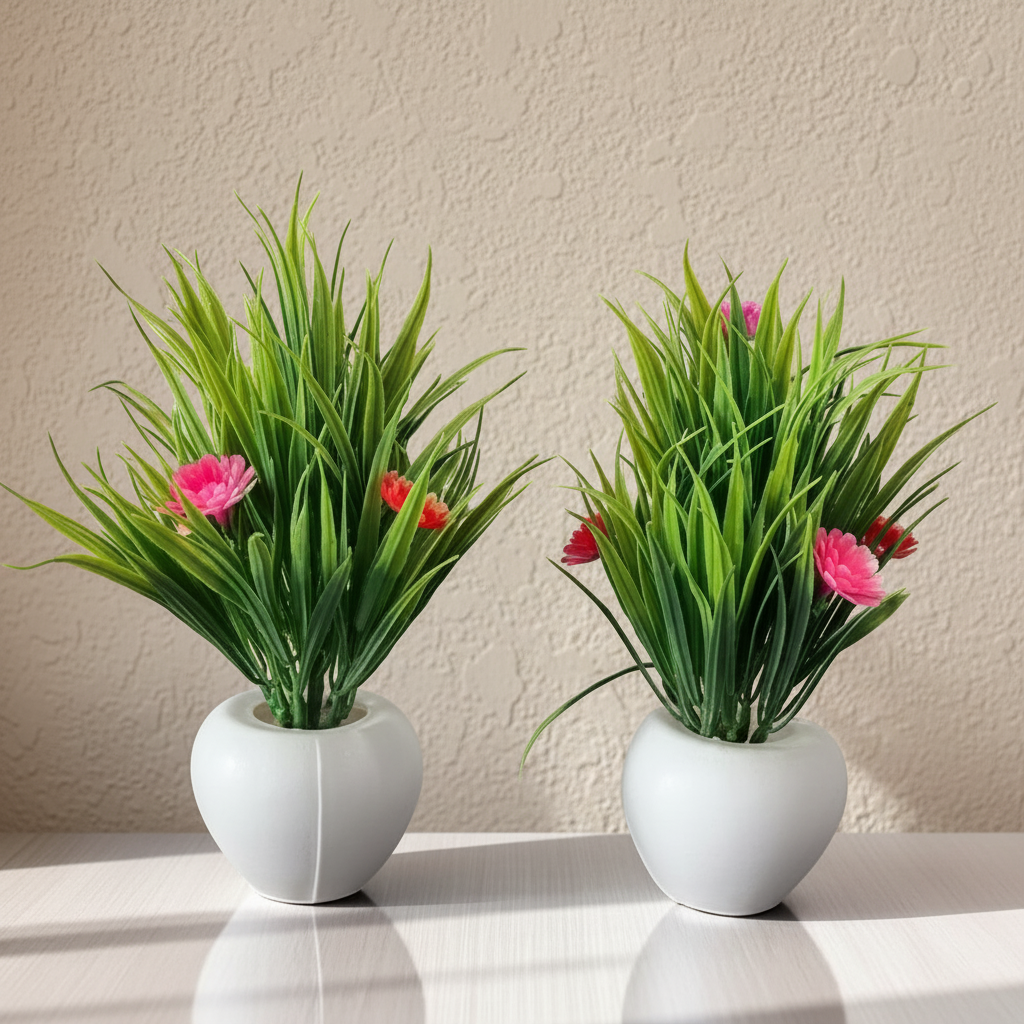 Premium Artificial Bonsai Plant with Elegant White Pot - Lifelike Greenery for Home & Office Decor