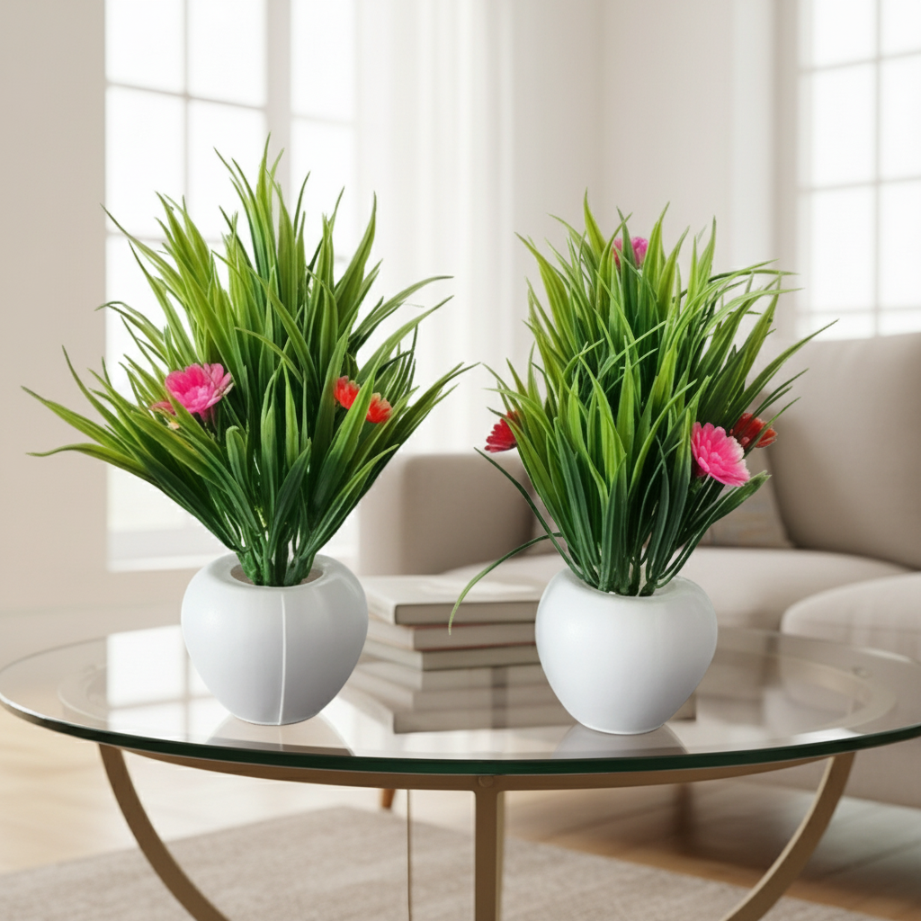 Premium Artificial Bonsai Plant with Elegant White Pot - Lifelike Greenery for Home & Office Decor